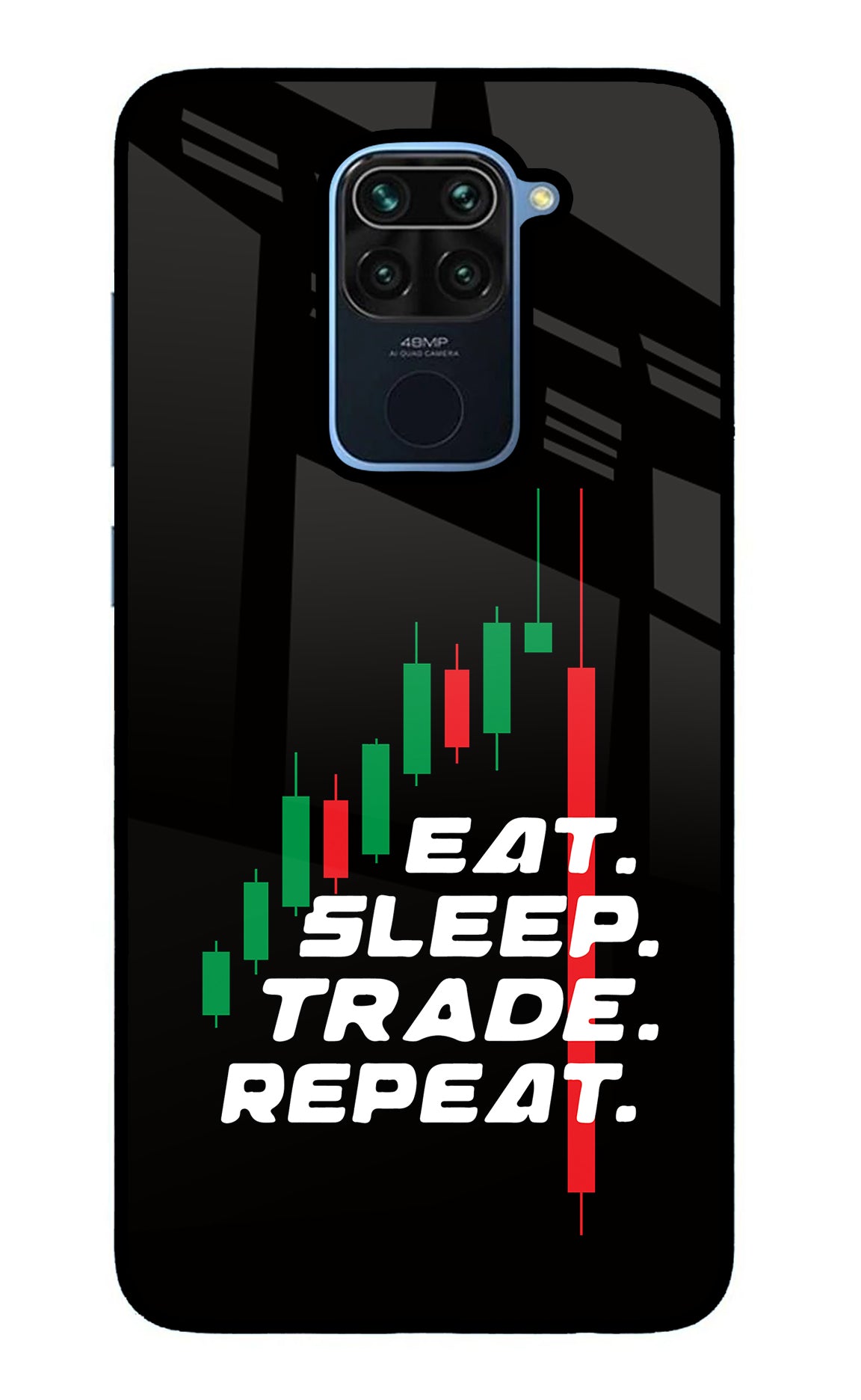 Eat Sleep Trade Repeat Redmi Note 9 Glass Case