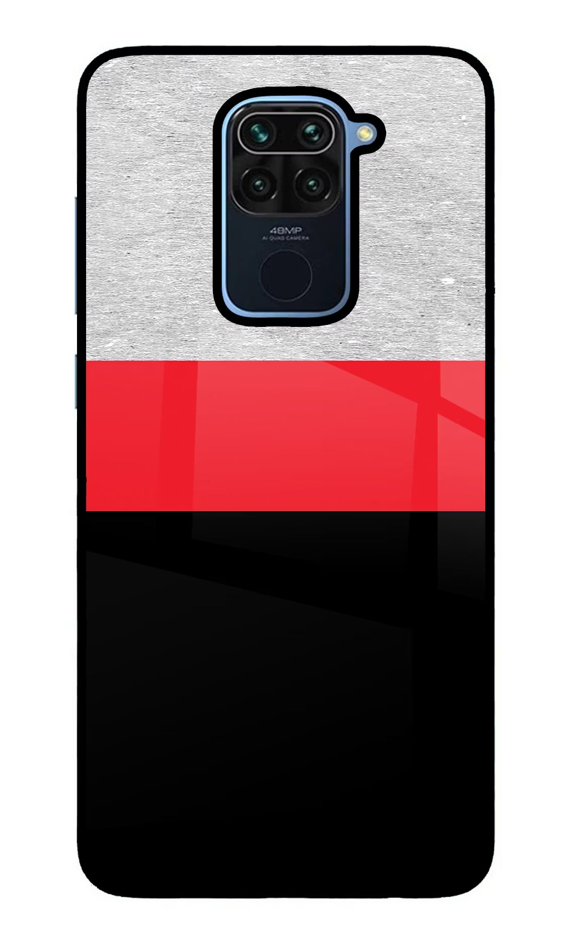 Tri Color Pattern Redmi Note 9 Glass Case Back Cover by Casekaro
