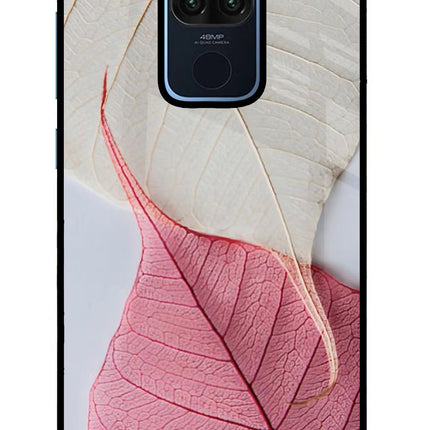 White Pink Leaf Redmi Note 9 Glass Case