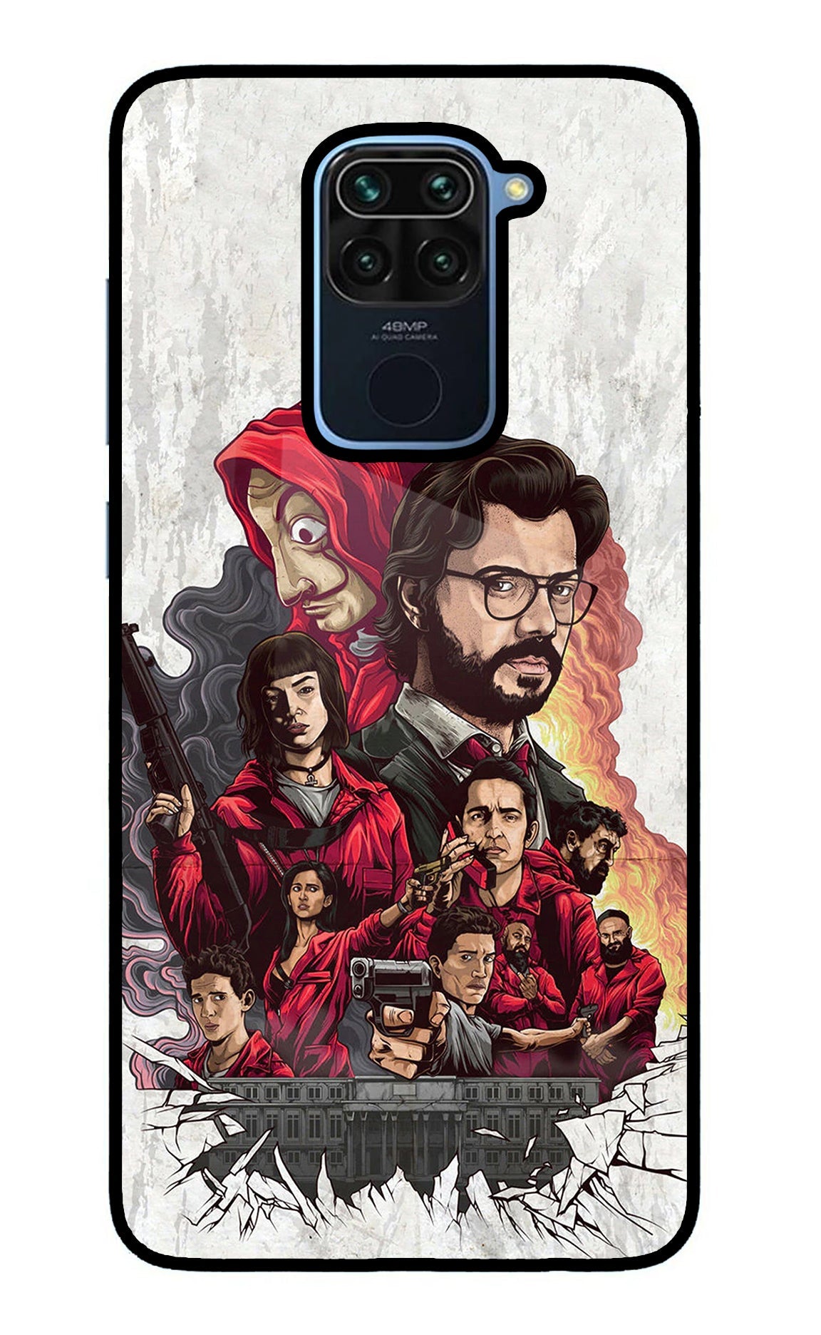 Money Heist Artwork Redmi Note 9 Glass Case