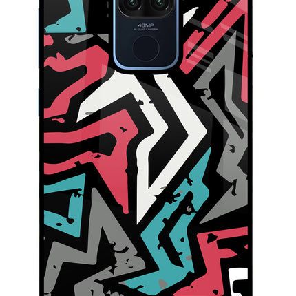 Geometric Graffiti Redmi Note 9 Glass Case Back Cover by Casekaro