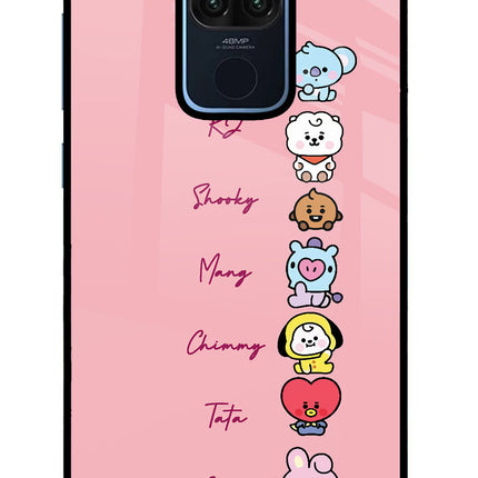 BTS names Redmi Note 9 Glass Case Back Cover by Casekaro