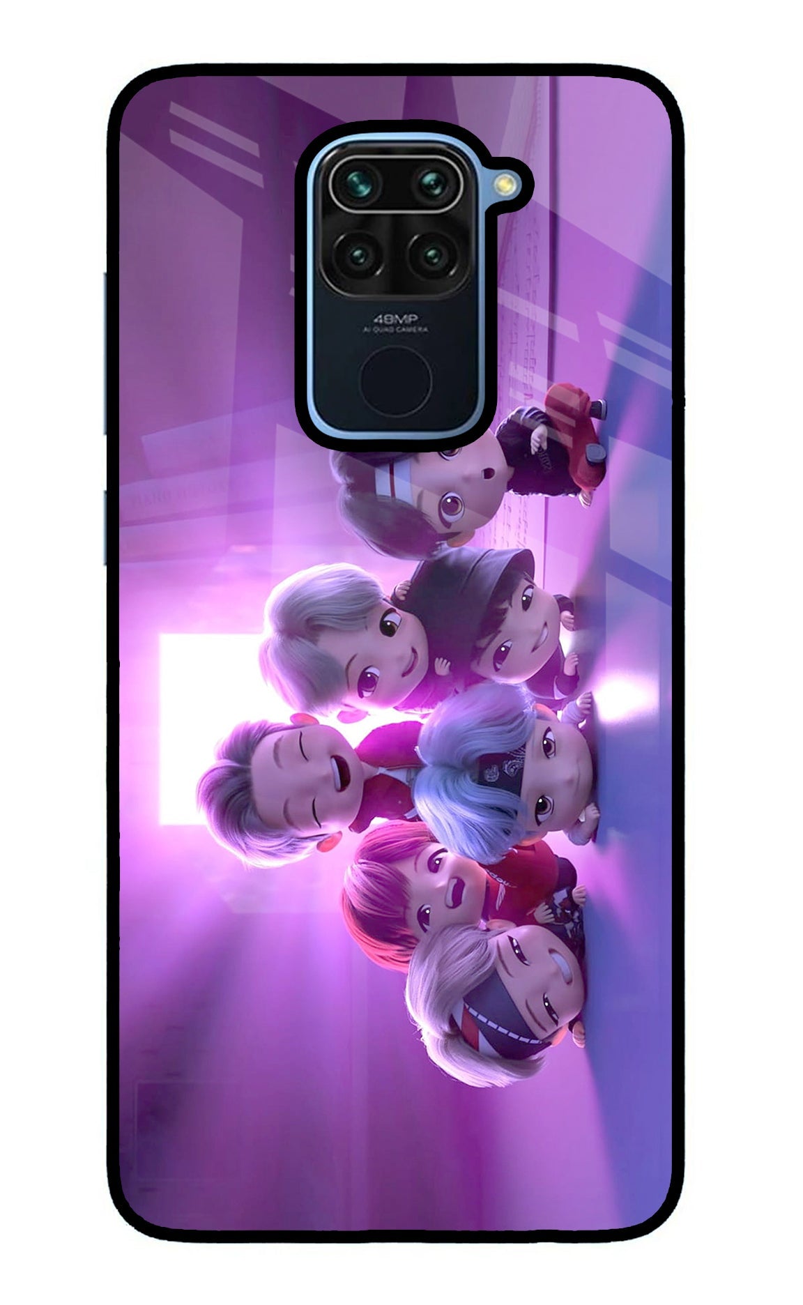 BTS Chibi Redmi Note 9 Glass Case