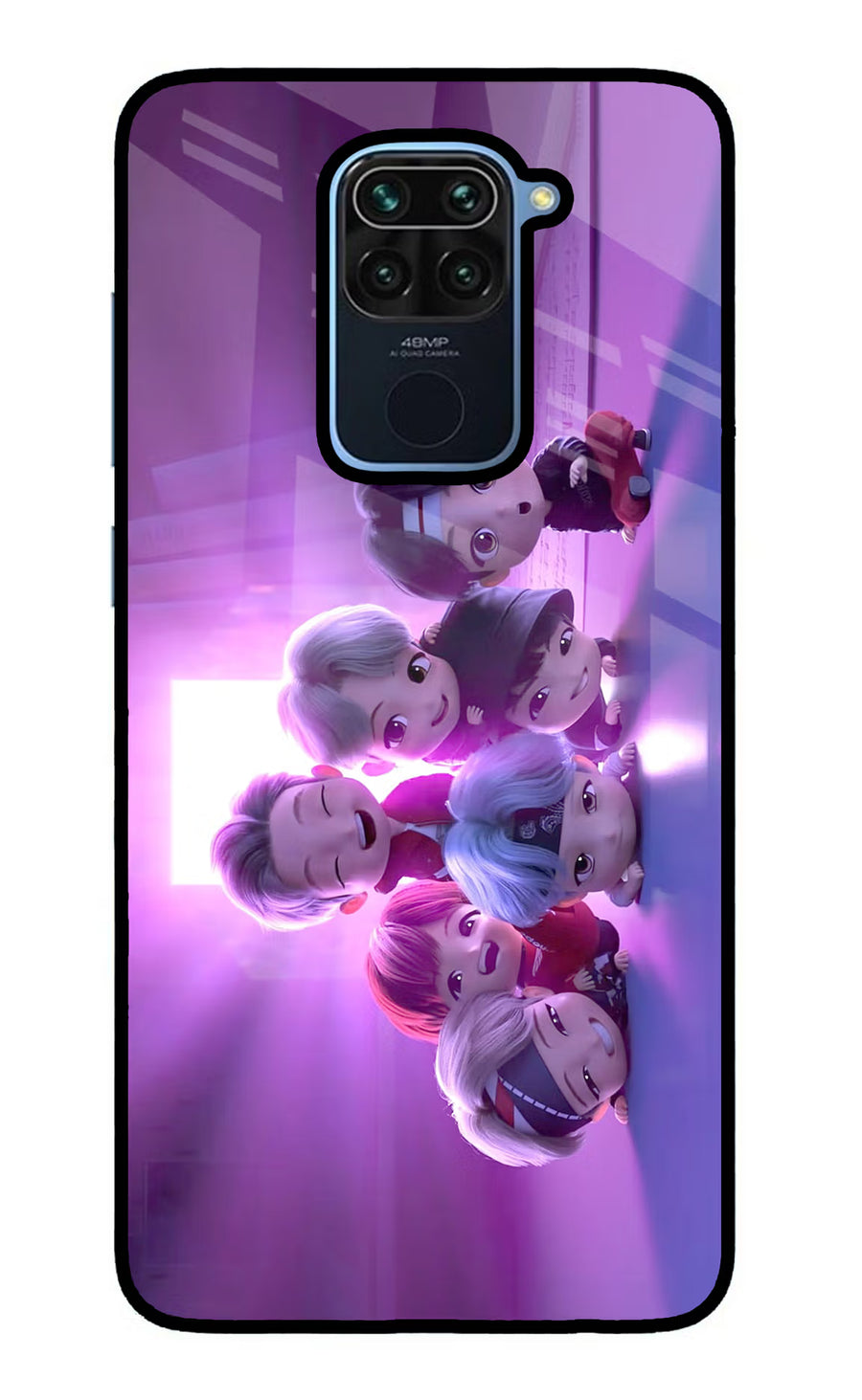 BTS Chibi Redmi Note 9 Back Cover, Glass case