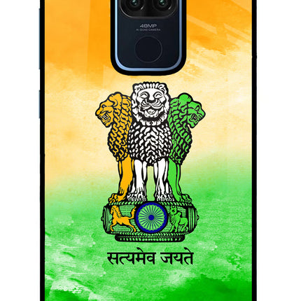 Satyamev Jayate Flag Redmi Note 9 Glass Case Back Cover by Casekaro