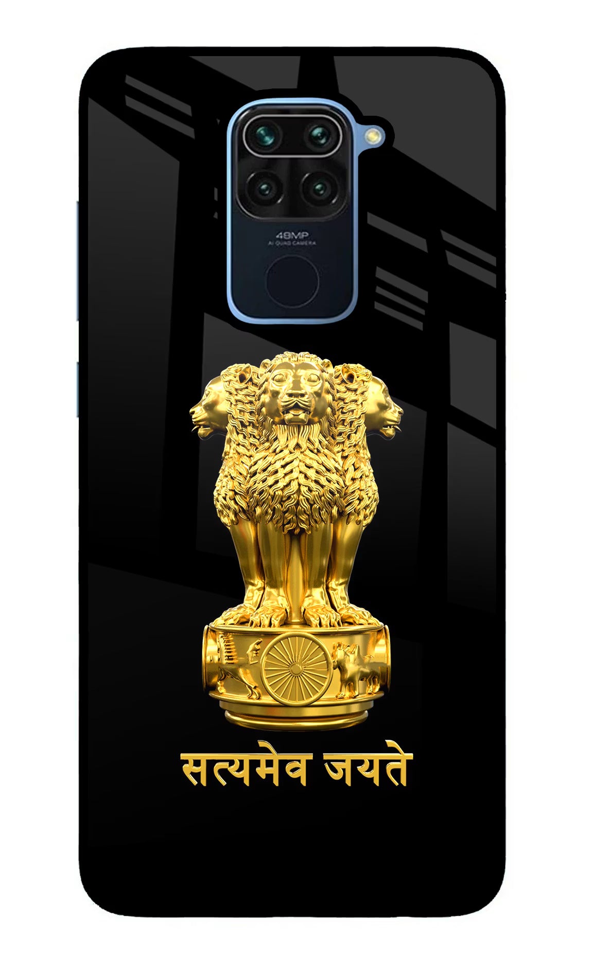 Satyamev Jayate Golden Redmi Note 9 Glass Case