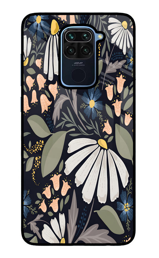 Flowers Art Redmi Note 9 Glass Case