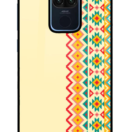 Ethnic Seamless Redmi Note 9 Glass Case Back Cover by Casekaro