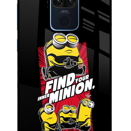 Find your inner Minion Redmi Note 9 Glass Case Back Cover by Casekaro
