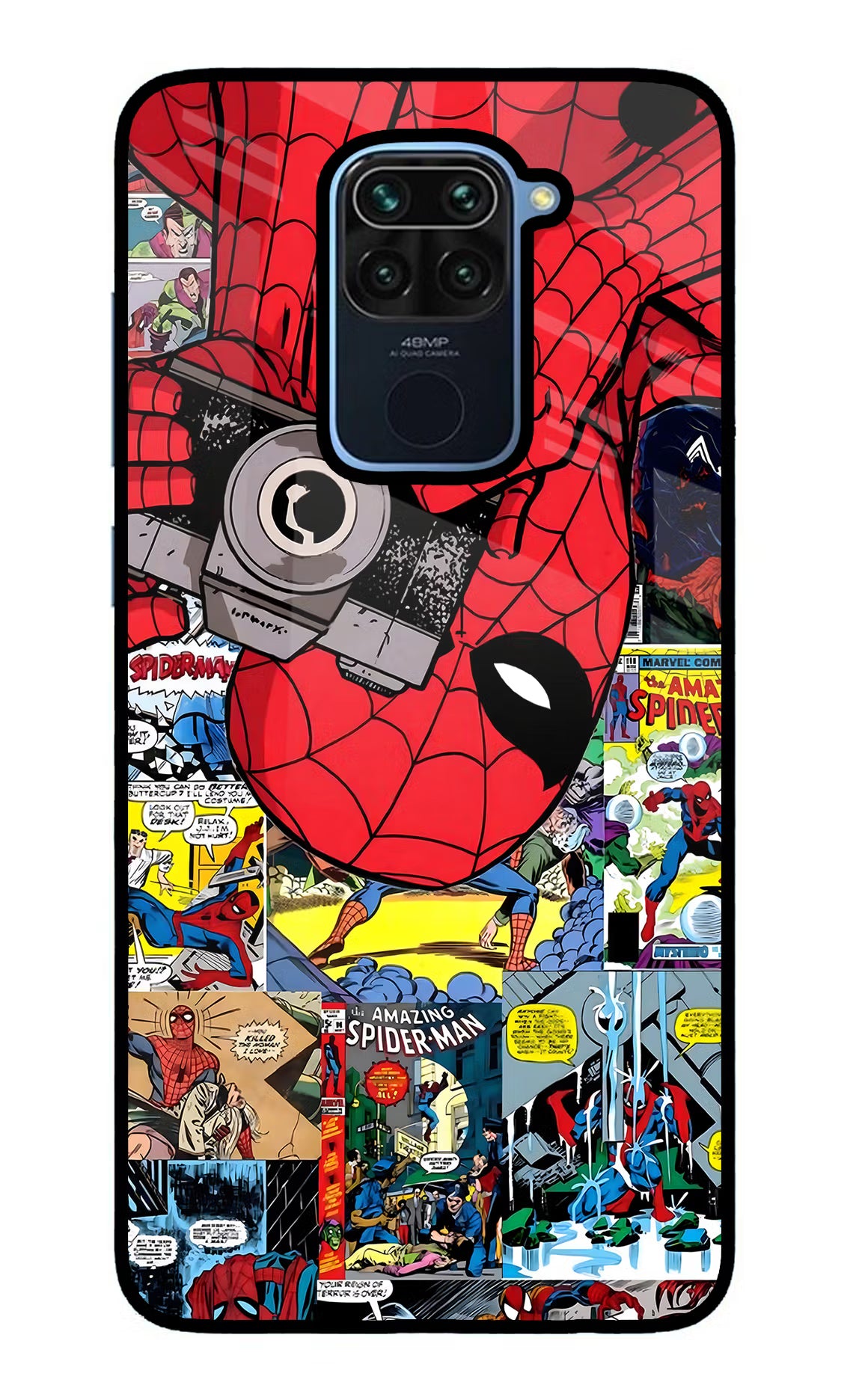 Spider Man Redmi Note 9 Glass Case Back Cover by Casekaro