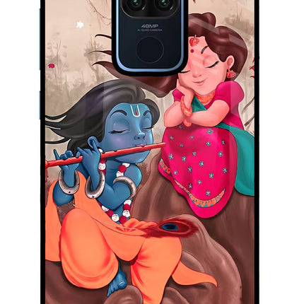 Radhe Krishna Redmi Note 9 Glass Case Back Cover by Casekaro