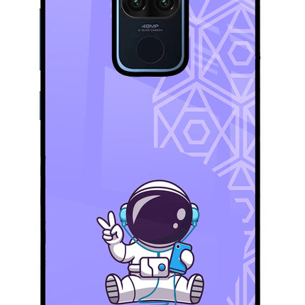 Cute Astronaut Chilling Redmi Note 9 Glass Case Back Cover by Casekaro