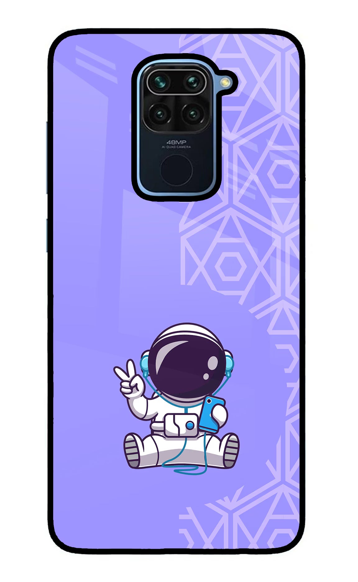 Cute Astronaut Chilling Redmi Note 9 Glass Case Back Cover by Casekaro