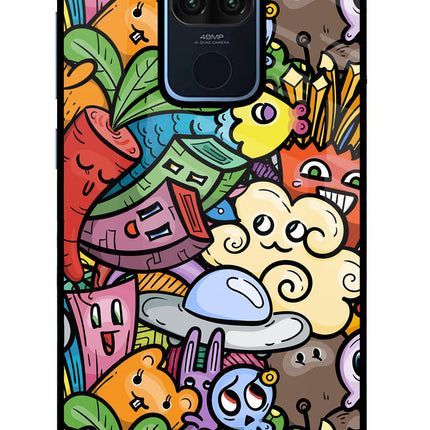 Veggie Doodle Redmi Note 9 Glass Case Back Cover by Casekaro
