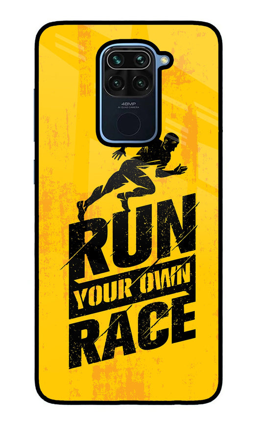 Run Your Own Race Redmi Note 9 Glass Case