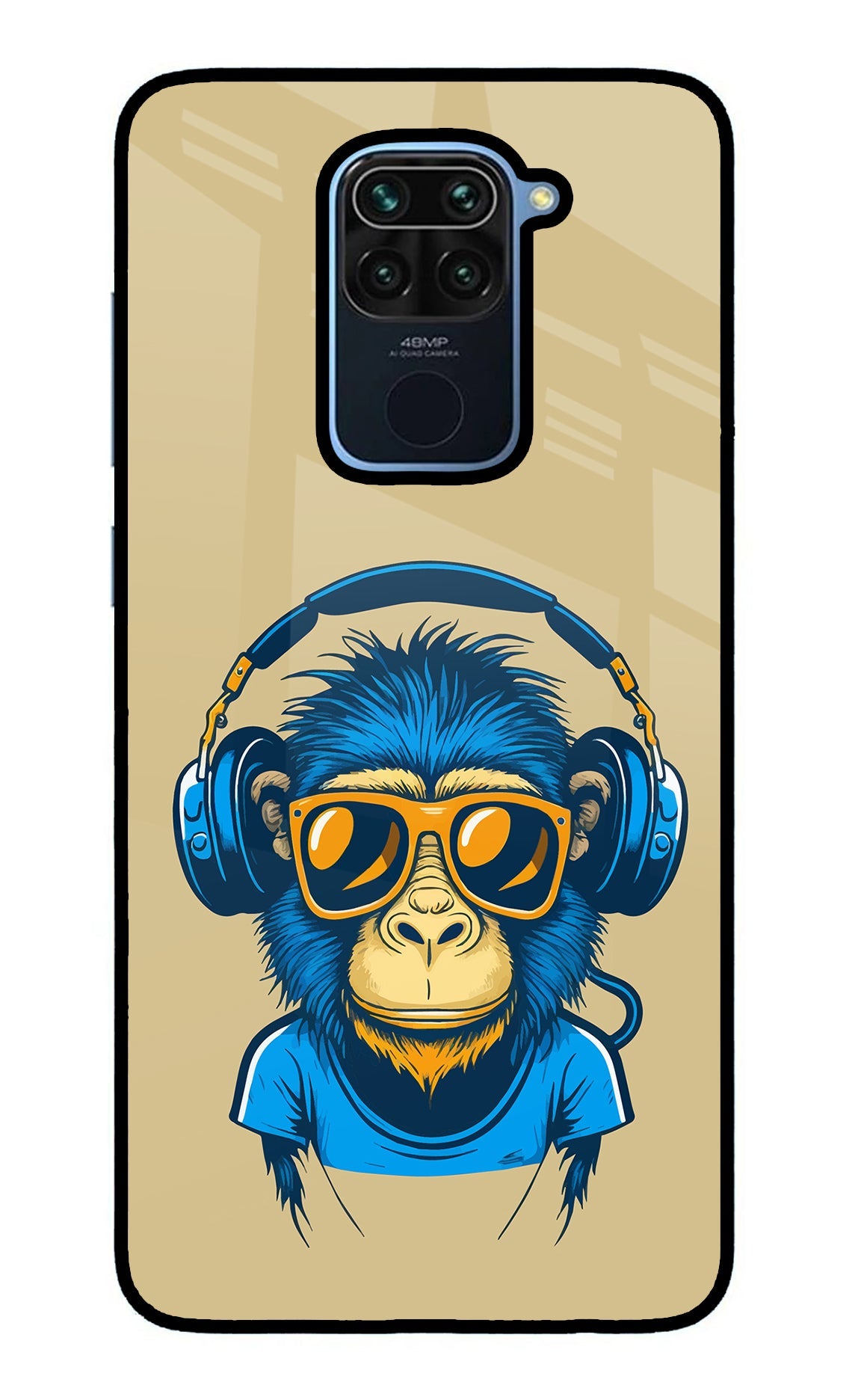 Monkey Headphone Redmi Note 9 Glass Case