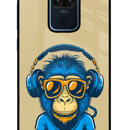 Monkey Headphone Redmi Note 9 Glass Case Back Cover by Casekaro