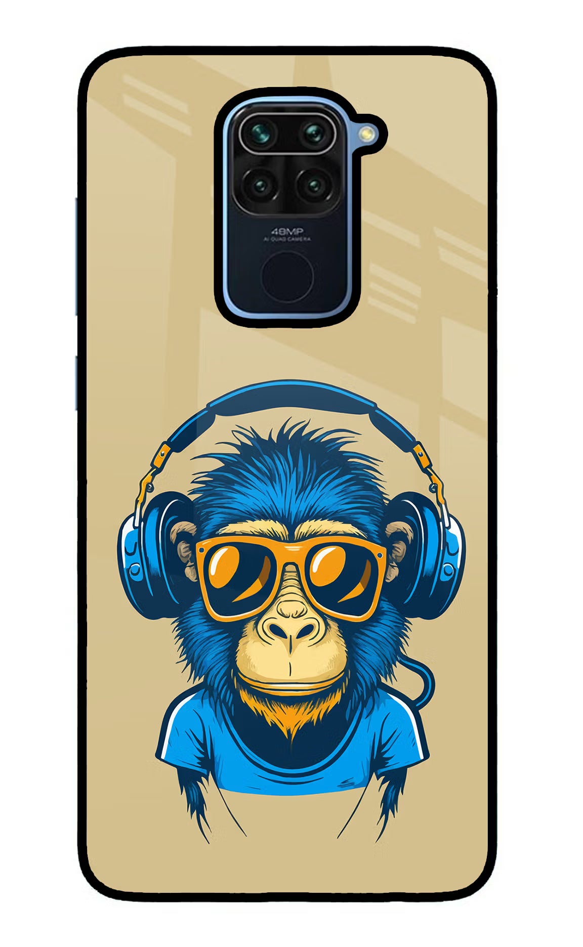 Monkey Headphone Redmi Note 9 Glass Case Back Cover by Casekaro