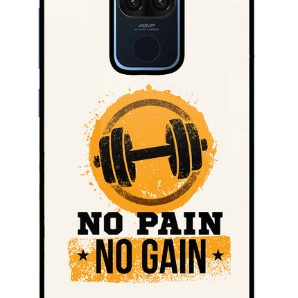 No Pain No Gain Redmi Note 9 Glass Case Back Cover by Casekaro
