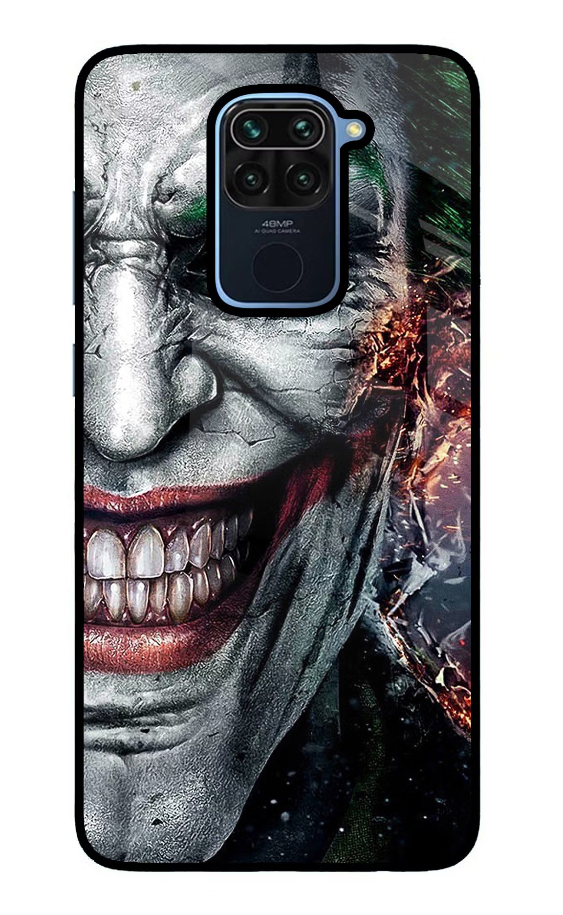 Joker Cam Redmi Note 9 Glass Case Back Cover by Casekaro