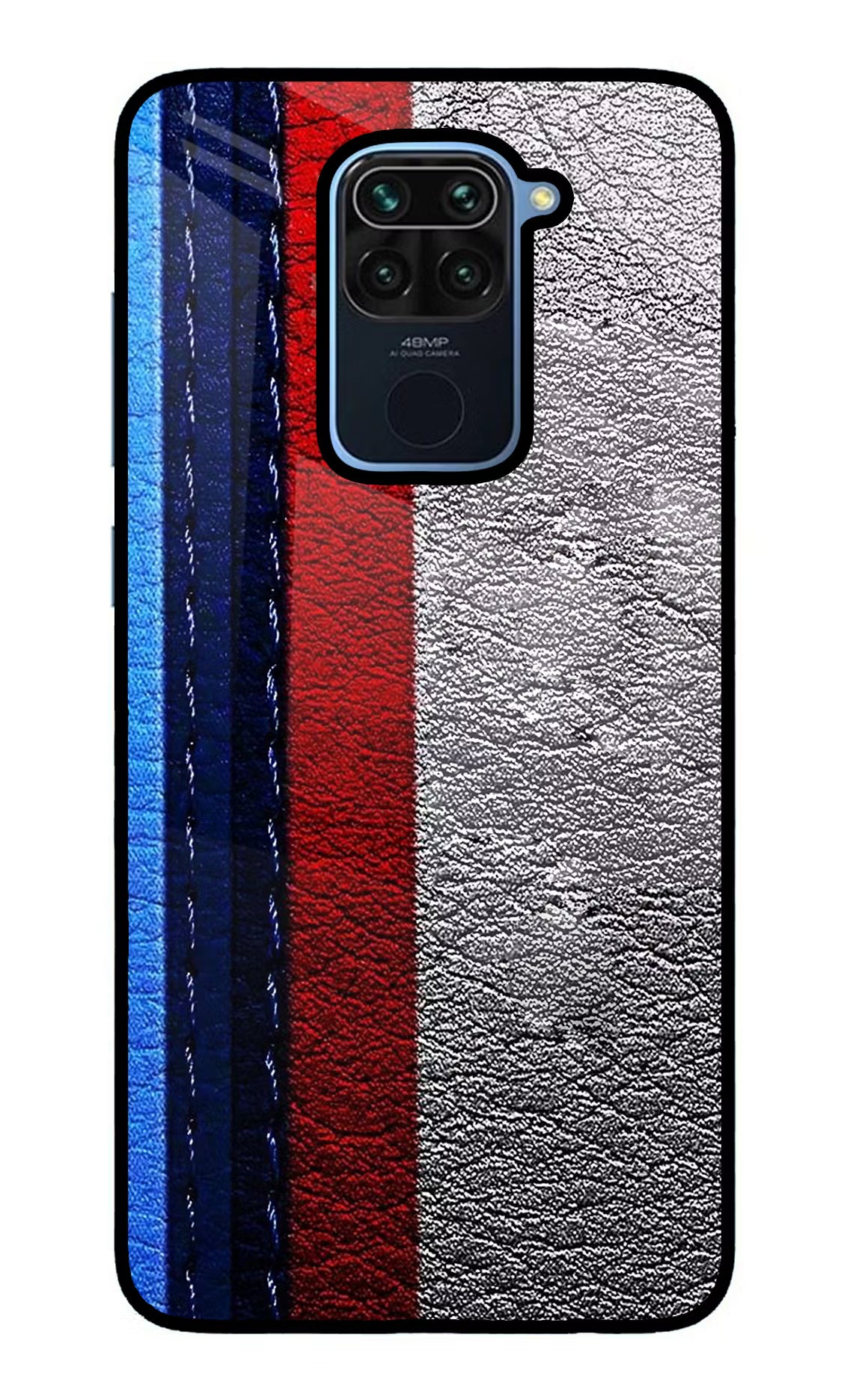 BMW Stripes Redmi Note 9 Glass Case Back Cover by Casekaro