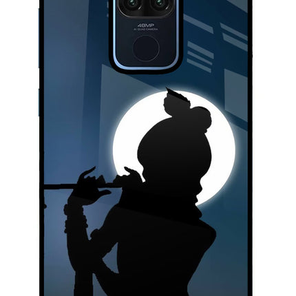 Shri Krishna Silhouette Redmi Note 9 Glass Case Back Cover by Casekaro