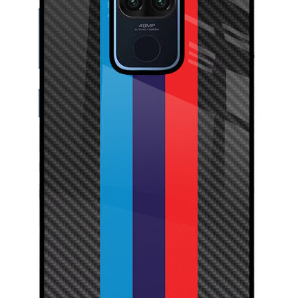 BMW Stripes Pattern Redmi Note 9 Glass Case Back Cover by Casekaro