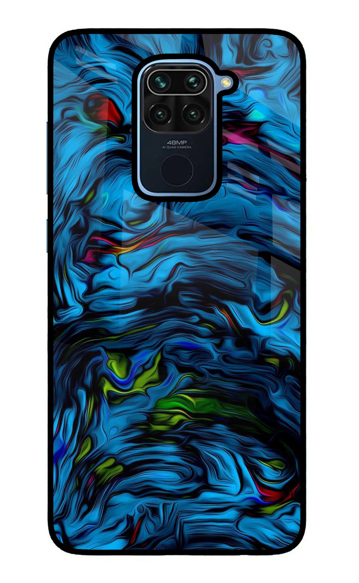 Dark Blue Abstract Redmi Note 9 Glass Case