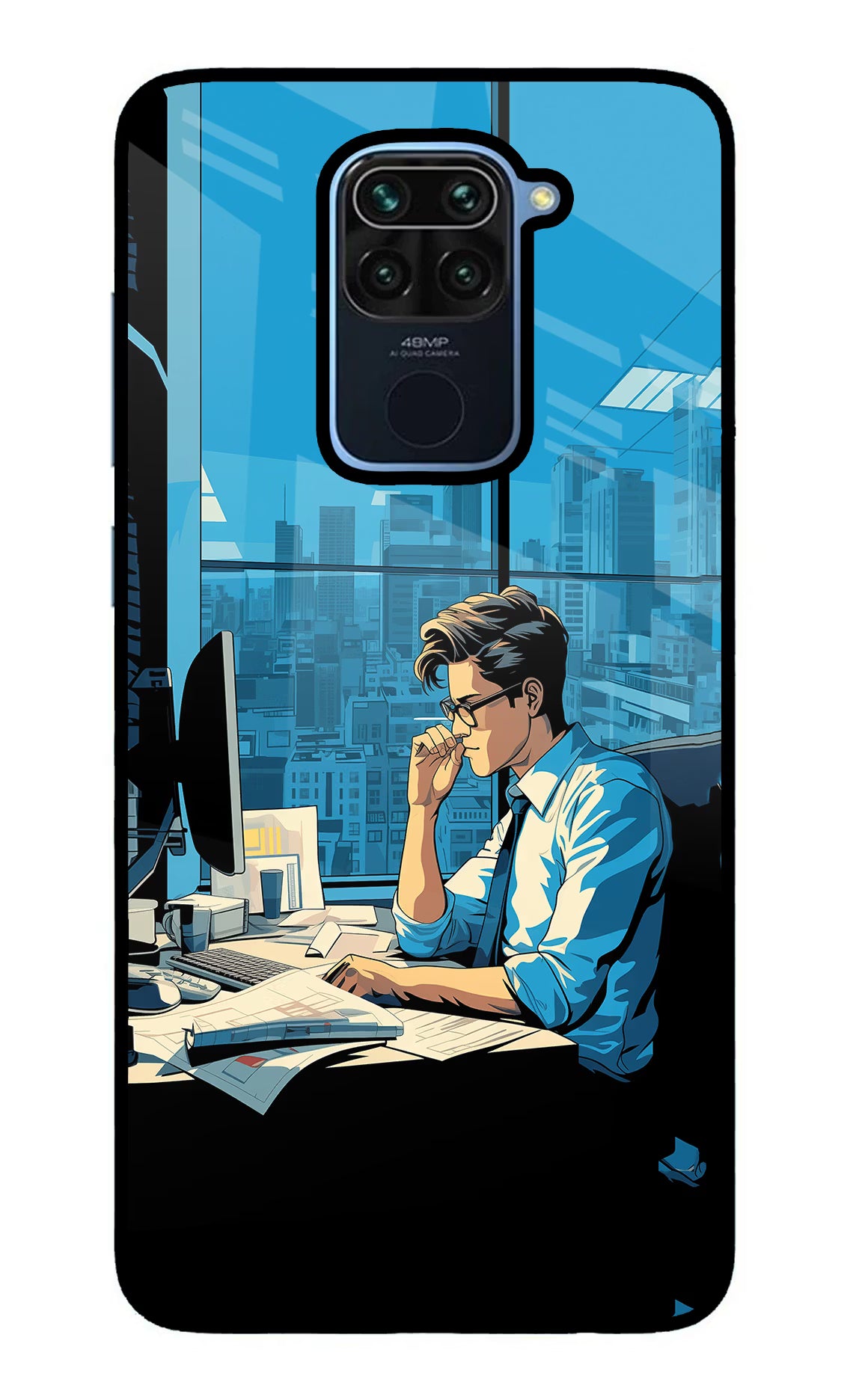 Focused Hustler (AI Generated) Redmi Note 9 Glass Case Back Cover by Casekaro