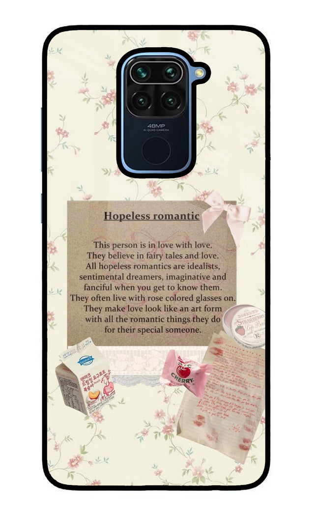 Hopeless Romantic Redmi Note 9 Glass Case