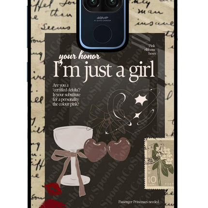 I am just a girl Redmi Note 9 Glass Case