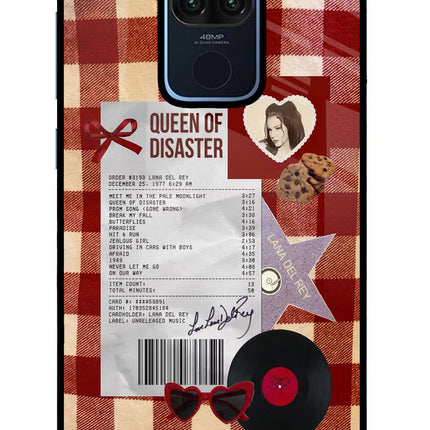 Queen of Disaster Redmi Note 9 Glass Case Back Cover by Casekaro
