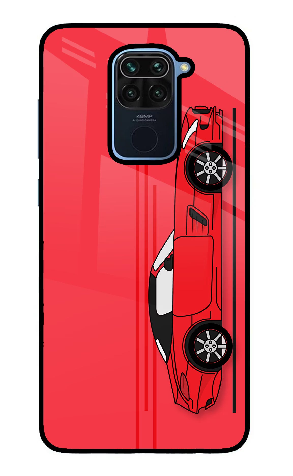 Red Velocity Redmi Note 9 Glass Case Back Cover by Casekaro