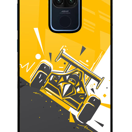 Track King Redmi Note 9 Glass Case Back Cover by Casekaro