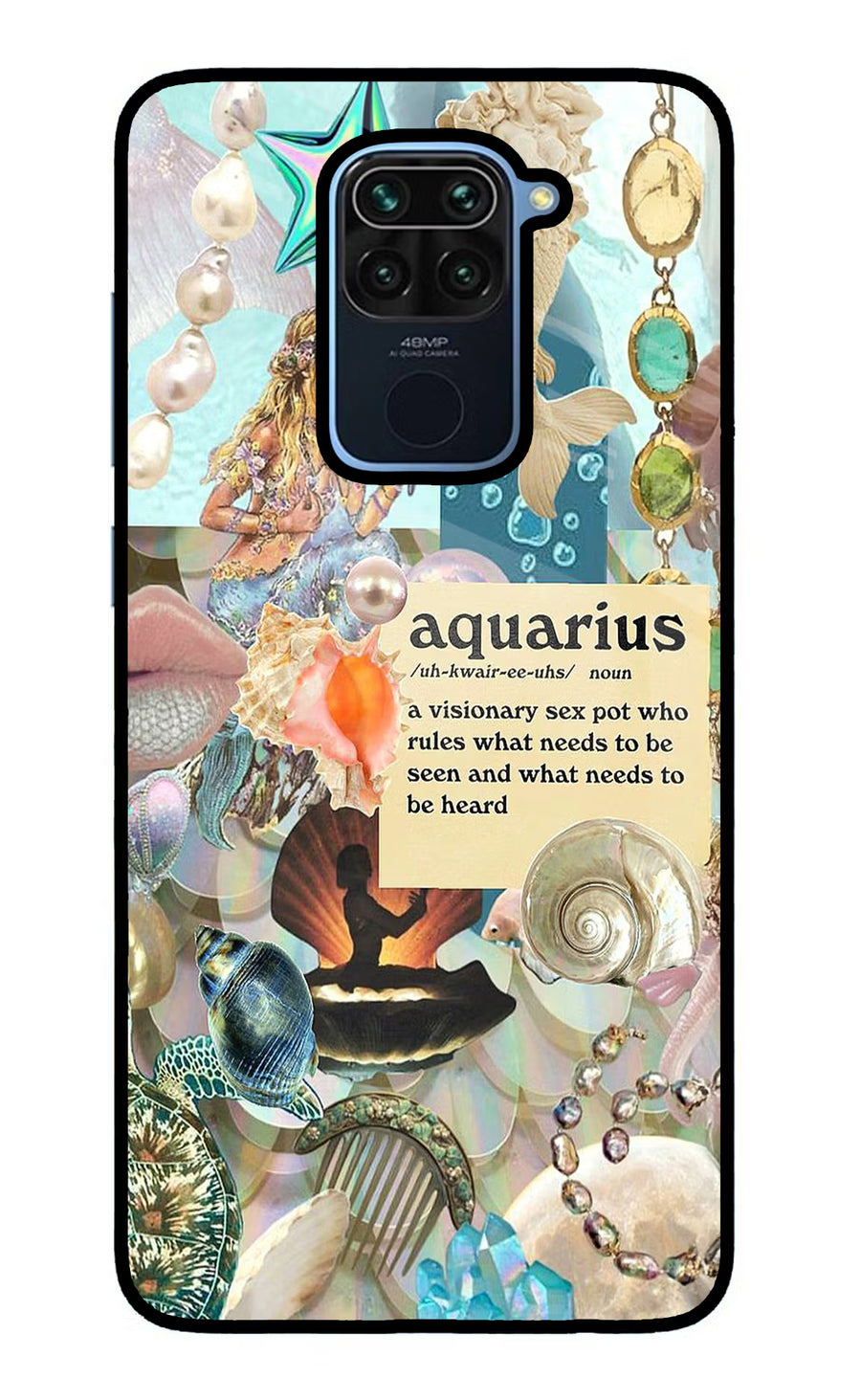 Aquarius Zodiac Redmi Note 9 Back Cover, Glass case