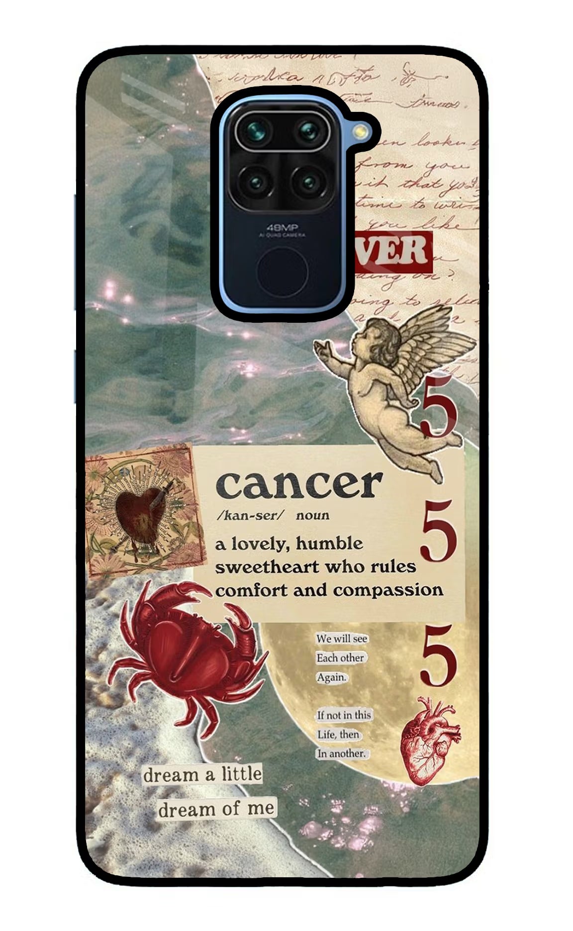Cancer Zodiac Redmi Note 9 Glass Case