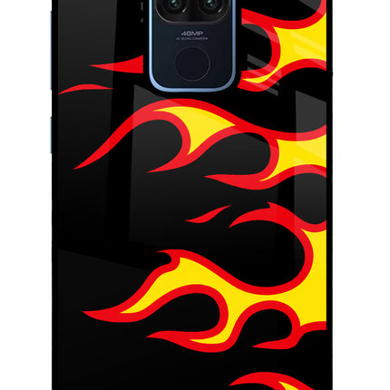 Side Sweep Flames Redmi Note 9 Glass Case