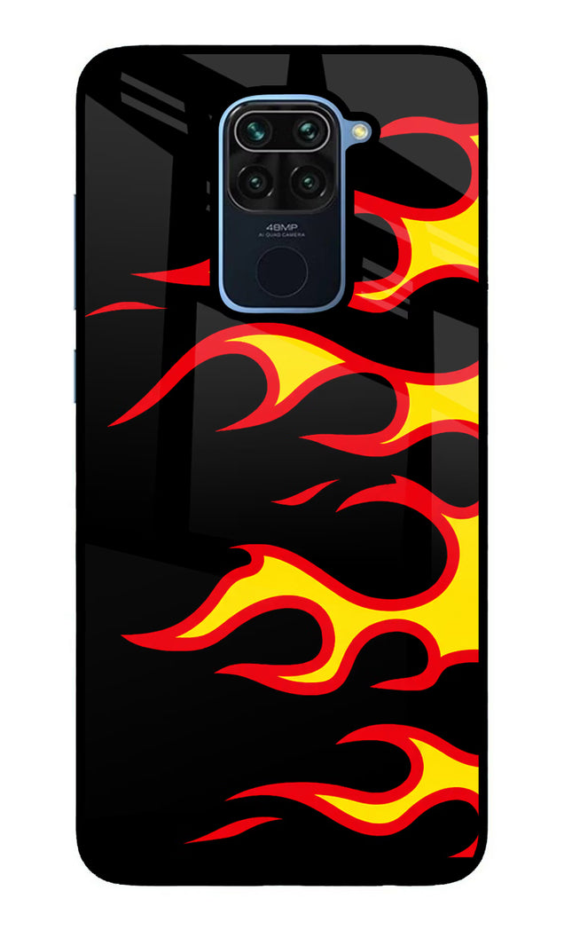 Side Sweep Flames Redmi Note 9 Glass Case