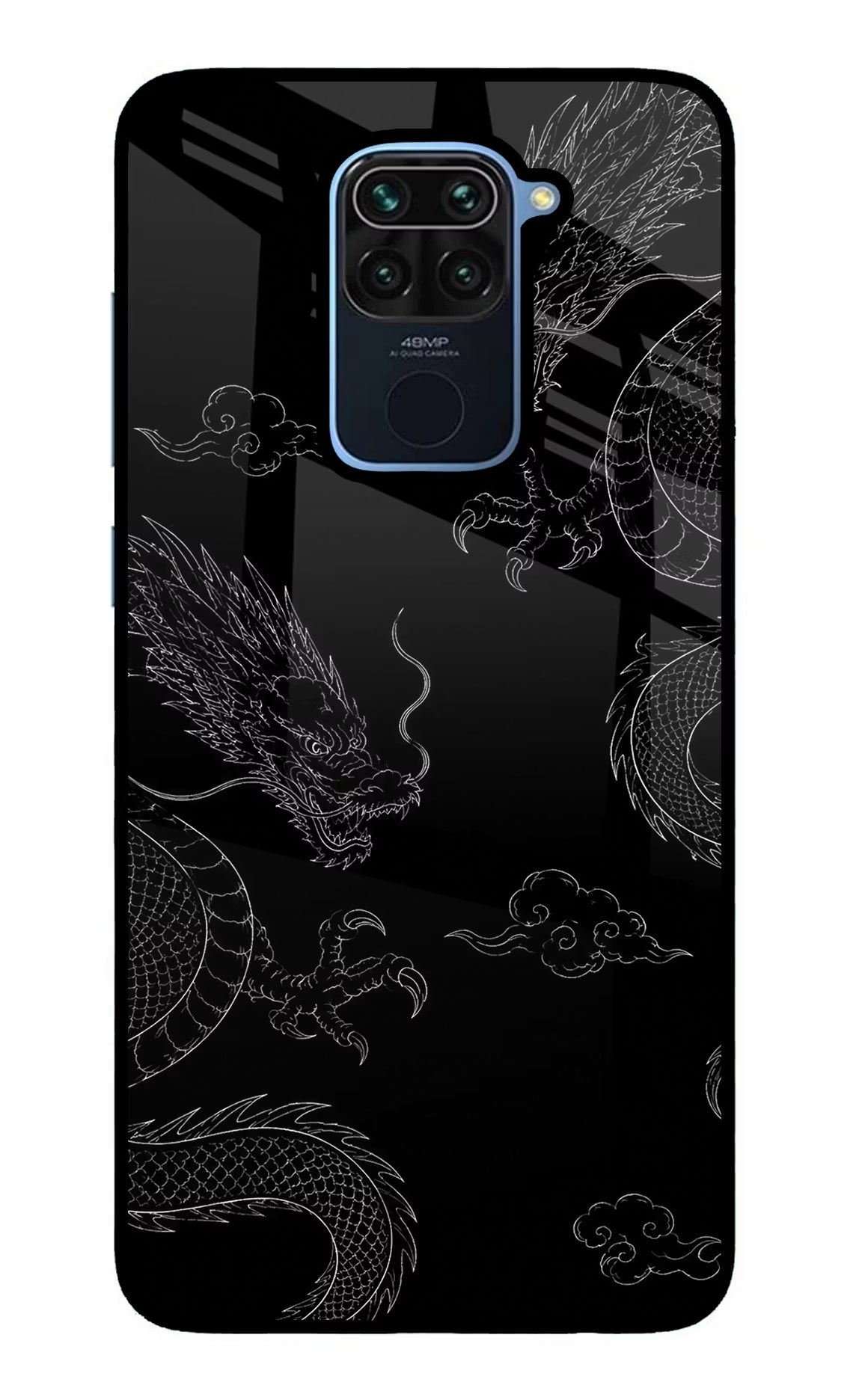 Twin Dragons Redmi Note 9 Glass Case Back Cover by Casekaro