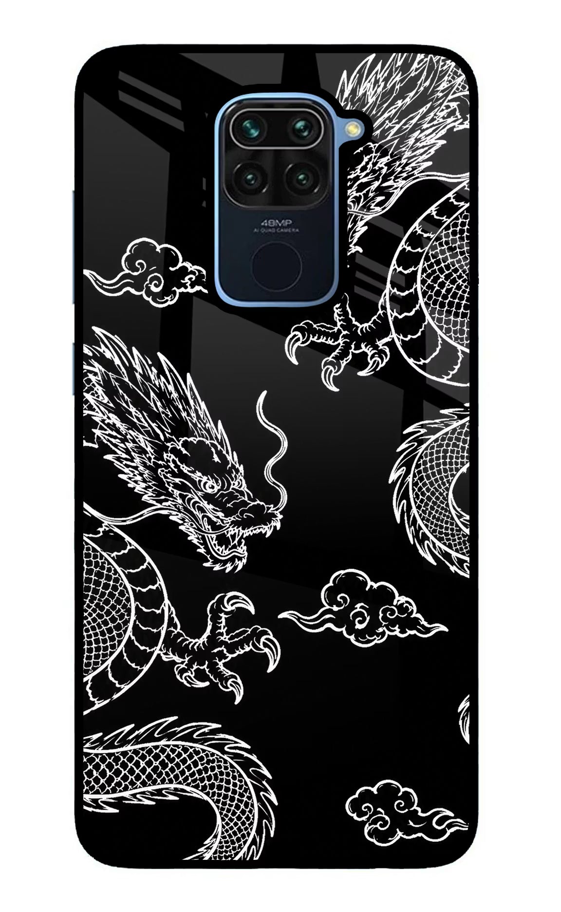Twin Dragons Redmi Note 9 Glass Case Back Cover by Casekaro