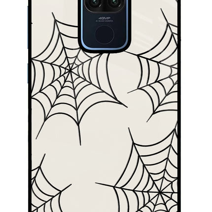 Spider Web Redmi Note 9 Glass Case Back Cover by Casekaro