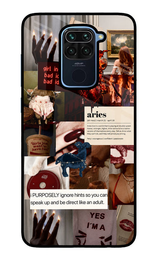 Zodiac Aries Redmi Note 9 Glass Case