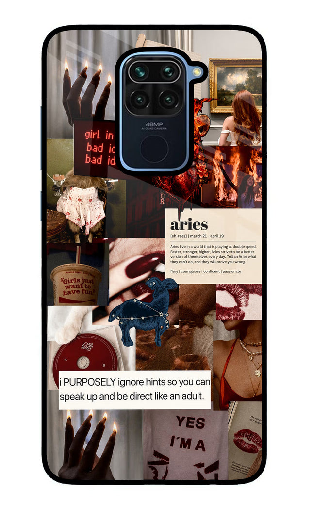 Zodiac Aries Redmi Note 9 Glass Case