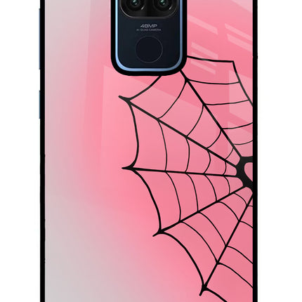 Pink Web Redmi Note 9 Glass Case