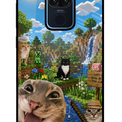 Minecraft Cat Chaos Redmi Note 9 Glass Case Back Cover by Casekaro