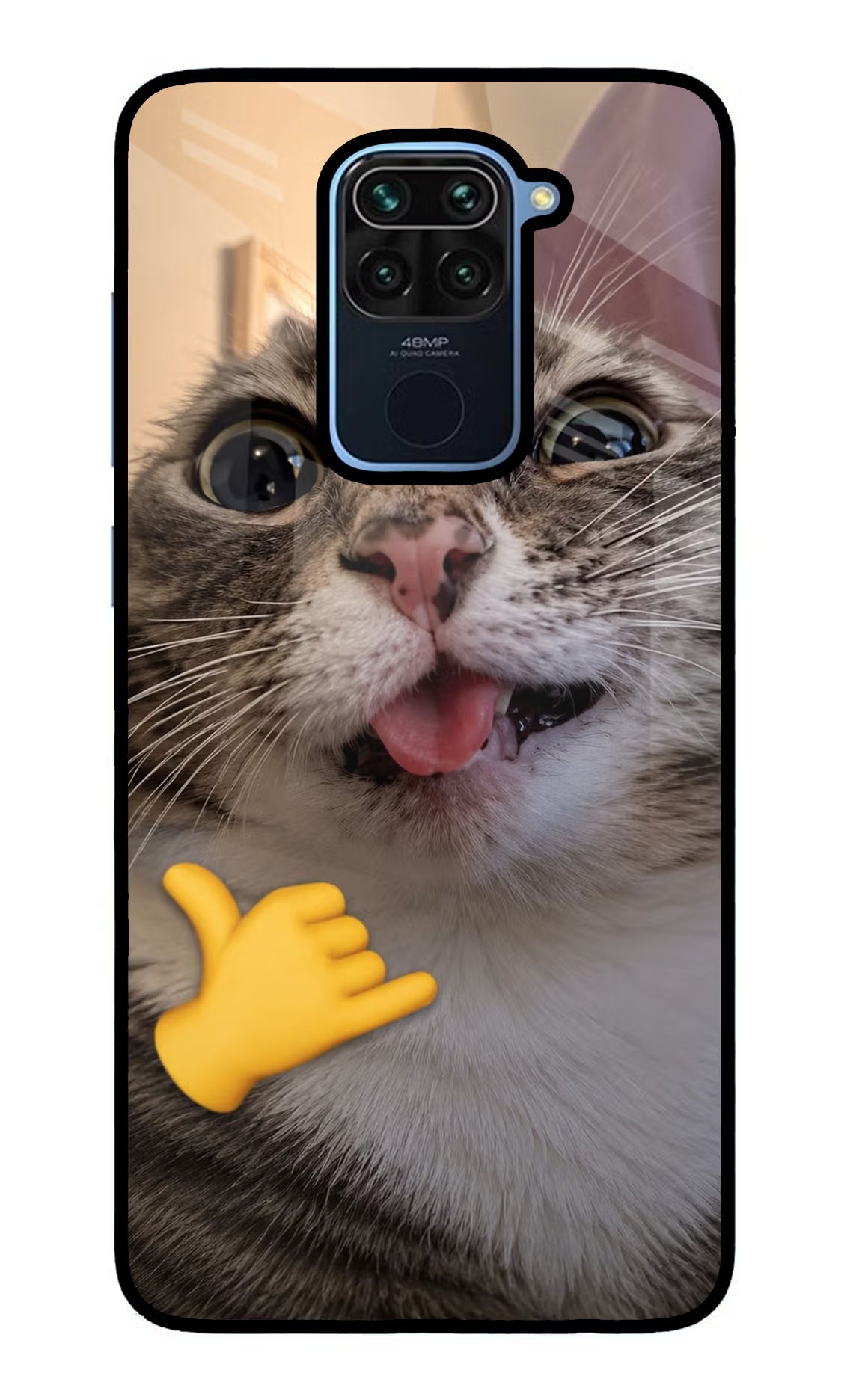 Silly Cat Call Redmi Note 9 Glass Case