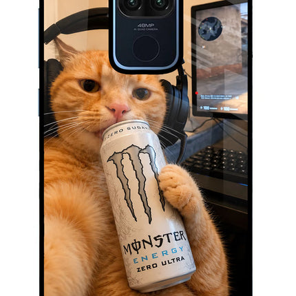 Gamer Cat Energy Redmi Note 9 Glass Case
