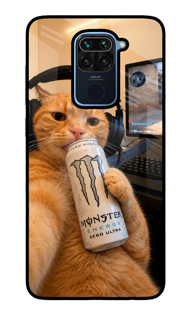 Gamer Cat Energy Redmi Note 9 Glass Case