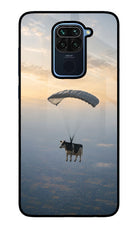 Skydiving Cow Redmi Note 9 Glass Case