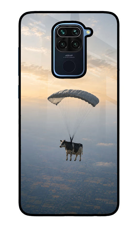 Skydiving Cow Redmi Note 9 Glass Case